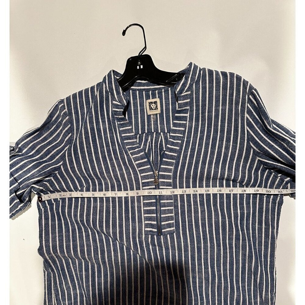 Anne Klein Womens Size 16 Nautical Blue White Stripe Shift Dress Zip Front - Picture 6 of 9